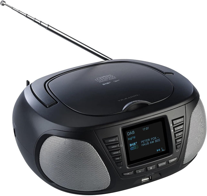 VR-Radio CD Radio: Mobile Stereo-Boombox mit DAB+/FM, Bluetooth, CD, AUX, 10 Watt (CD Radios, tragba