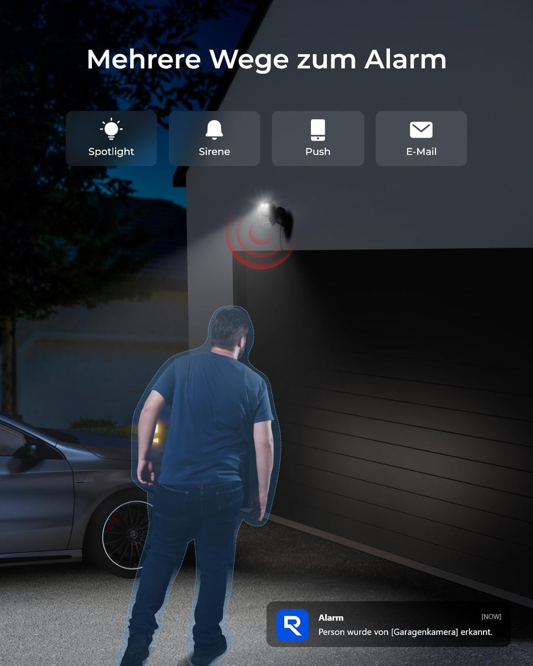 Reolink Lumus-2K 4MP Überwachungskamera Aussen mit Spotlights, 2,4/5GHz Dualband WLAN, Plug-in, smar