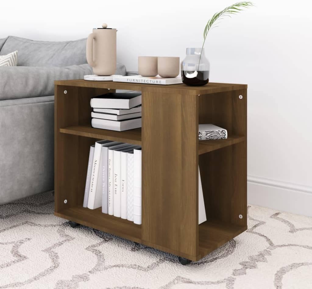 FIRBNUS Beistelltisch Braun Eiche 70x35x55 cm Holzwerkstoff Beistelltisch Klein Beistelltisch Sofa B