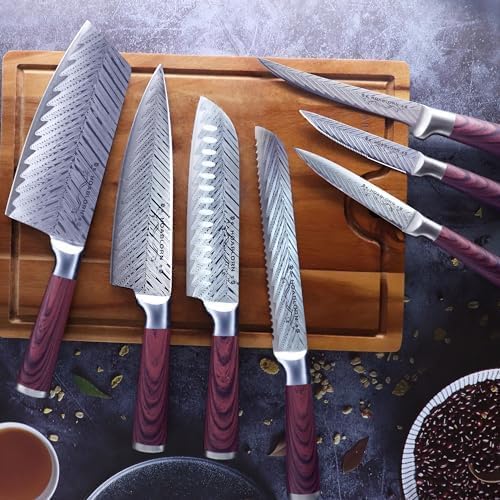 ChefHoablorn Profi Messerblock Messer Set, Profi Küchenmesser mit Holzblock, Kochmesser Set mit Mess