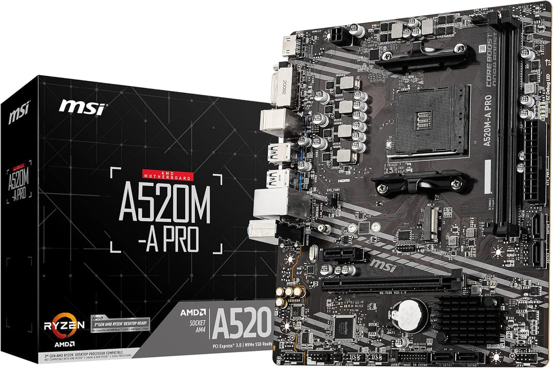 MSI A520M-A PRO Motherboard AMD A520 Socket AM4 micro ATX A520 A520M-A PRO M-ATX, A520 A520M-A PRO M