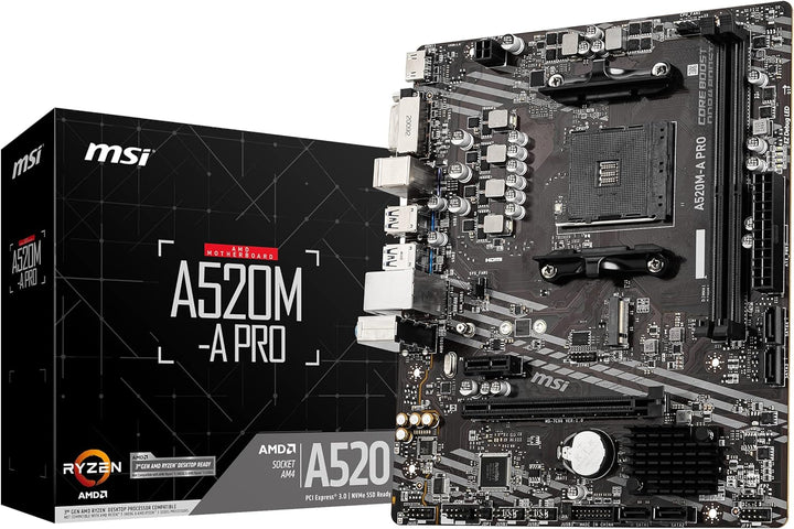 MSI A520M-A PRO Motherboard AMD A520 Socket AM4 micro ATX A520 A520M-A PRO M-ATX, A520 A520M-A PRO M