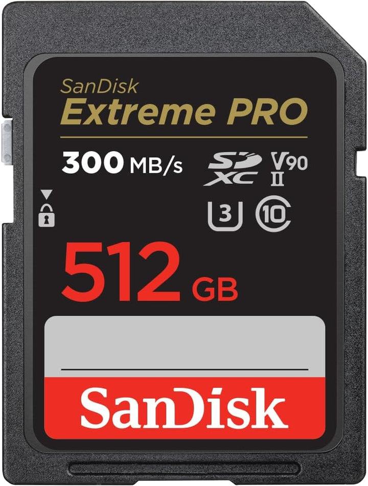 SanDisk Extreme PRO SDHC UHS-II Speicherkarte V90 512 GB (300 MB/s, 8K-, 4K- und Full-HD-Videoaufnah