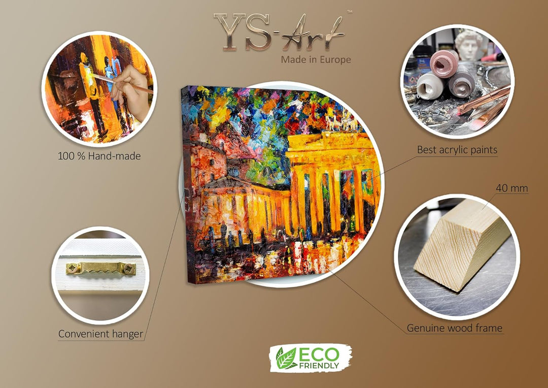 YS-Art XXL Abstrakt Acryl Gemälde auf Leinwand Brandenburger Tor handgemalt Wandbilder Wohnzimmer mo
