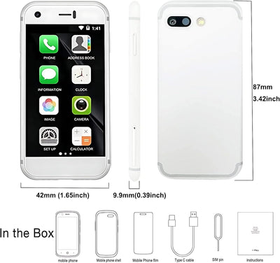 Hipipooo Superkleines Mini-Smartphone 3G Dual-SIM-Handy 1 GB RAM 8 GB ROM 5,0 MP Quad Core Dual-Stan