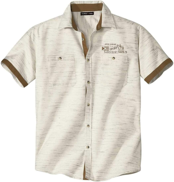 ATLAS FOR MEN - Herrenhemd - Kurze Ärmel - Verfügbar in grossen Grössen von M bis 5XL 4XL Beige, 4XL