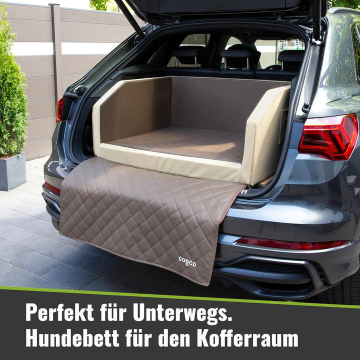 CopcoPet - Travel Bed Hundebett für Kofferraum 70x55x38cm Kunstleder - Kofferraumschutz Hund wassera