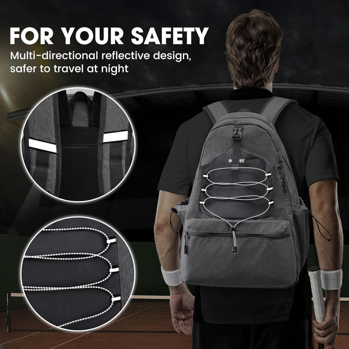 G4Free Tennistasche, Tennisrucksack für Damen und Herren, grosse Pickleball-Tasche, hält 4 Schläger