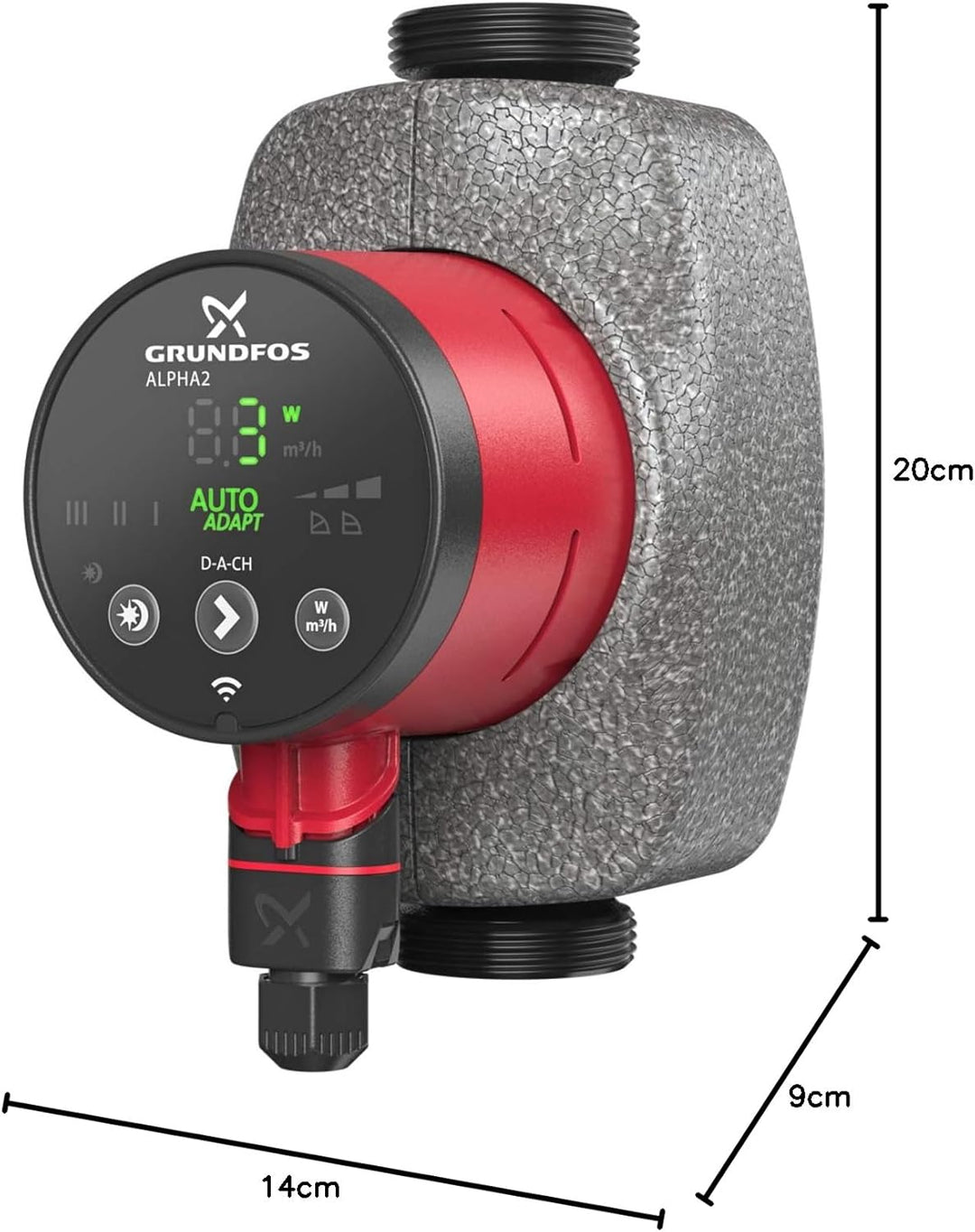 Grundfos Hocheffizienz-Umwälzpumpe Alpha2 25-80 180 mm