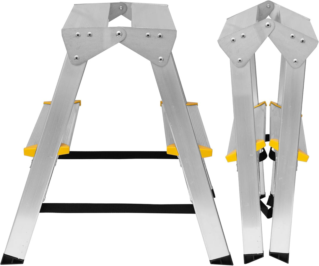 Zweiseitige Aluleiter Klappleiter Haushaltsleiter 2x2 Stehleiter Tragkraft 150kg TÜV | 2 Stufen / 15