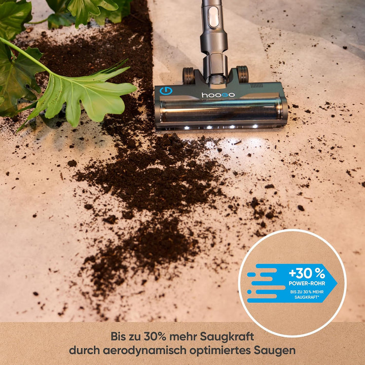hoogo BS5 Akkustaubsauger mit Beutel | kabellos | 400W | Akkusauger mit HEPA Filter für Allergiker u