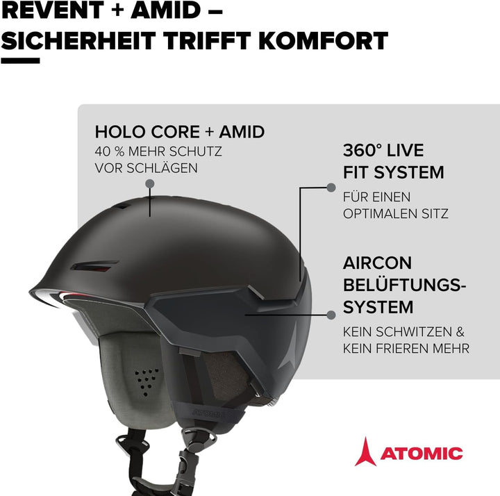 ATOMIC Revent + AMID Skihelm - Unisex für Erwachsene - Individuelle Passform & präziser Sitz - Überl