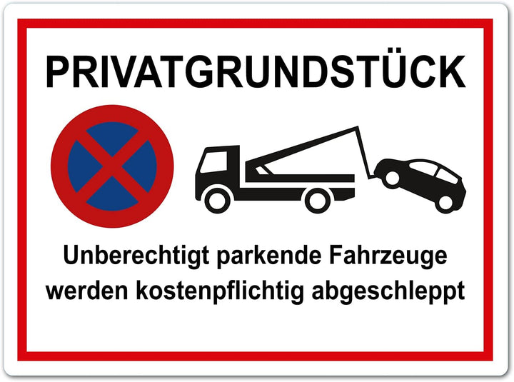 2 Stück XXL Privatgrundstück Schild unberechtigte parkende Fahrzeuge werden kostenpflichtig abgeschl