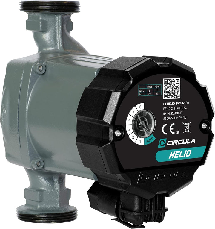 CIRCULA Hocheffizienzpumpe Helio 25-40/180, Robuste Umwälzpumpe und Heizungspumpe, IP 44, Auto-Modus