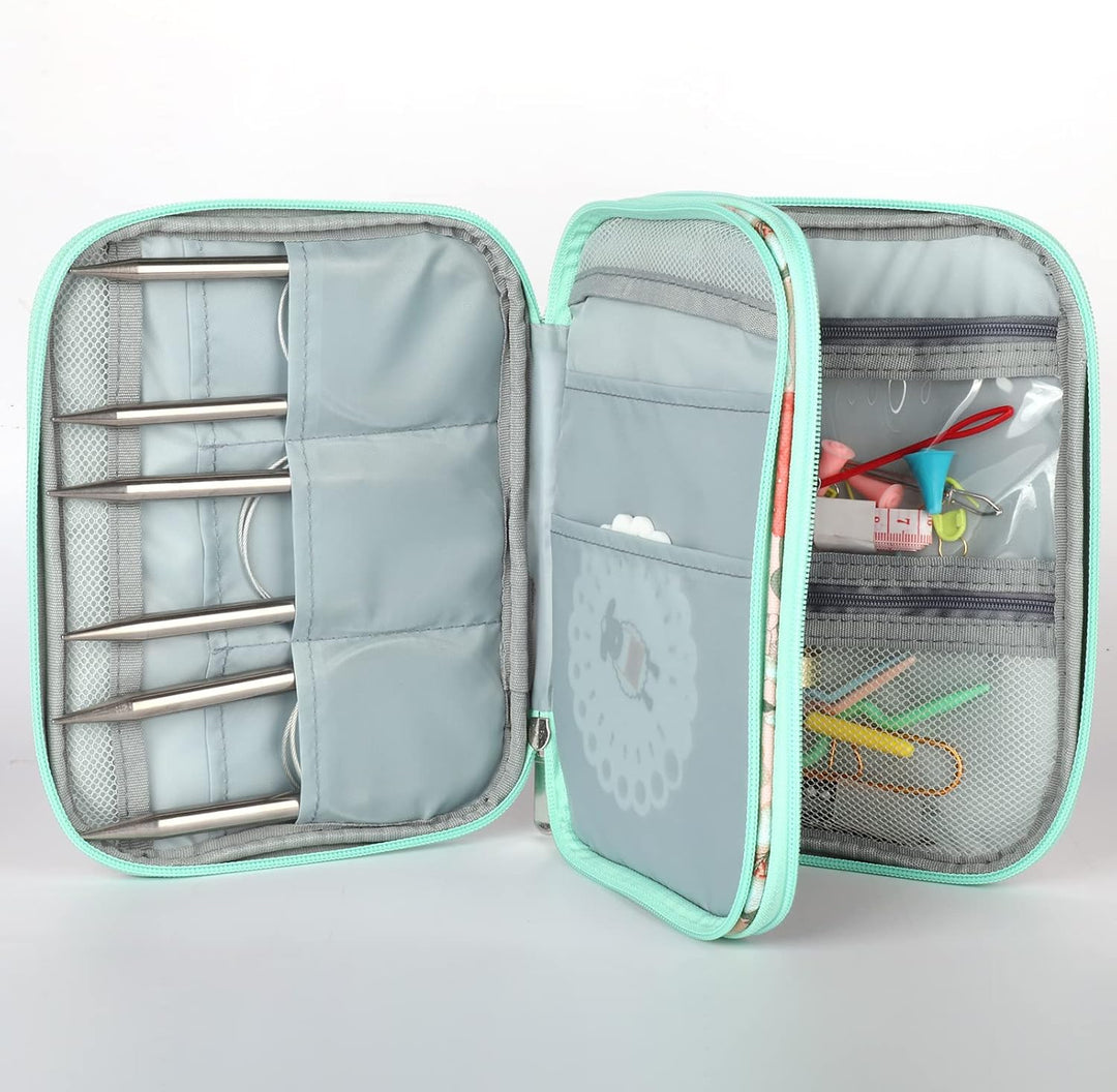 Coopay Edelstahl Rundstricknadel Set mit Etui, 9 Stück Rundstricknadeln 80cm mit Nadellehre und Häke