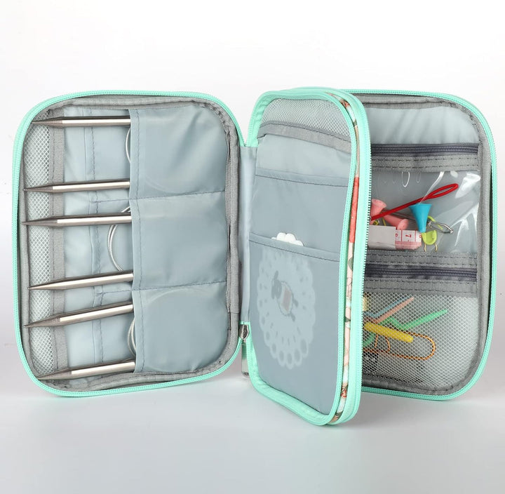 Coopay Edelstahl Rundstricknadel Set mit Etui, 9 Stück Rundstricknadeln 80cm mit Nadellehre und Häke