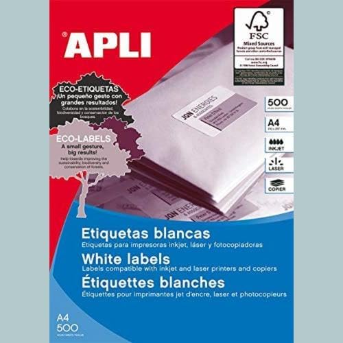 APLI 10563 Box 500 Blätter Etiketten polyvalent 105 x 48 mm, weiss 105 x 48 mm 500 Blatt, 105 x 48 m