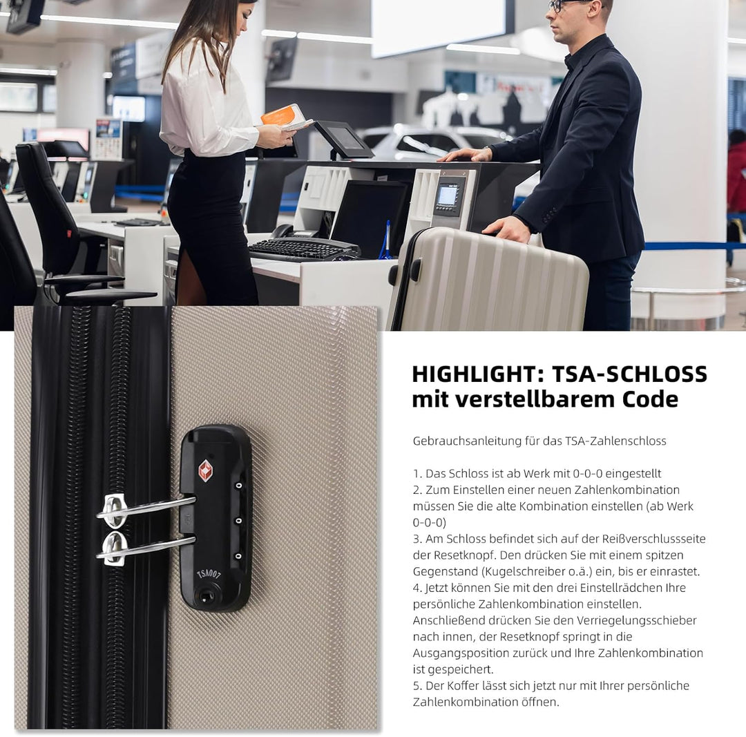 BEIBYE TSA-Schloss 2080 Zwillingsrollen 3 TLG. Reisekofferset Koffer Kofferset Trolley Trolleys Hart