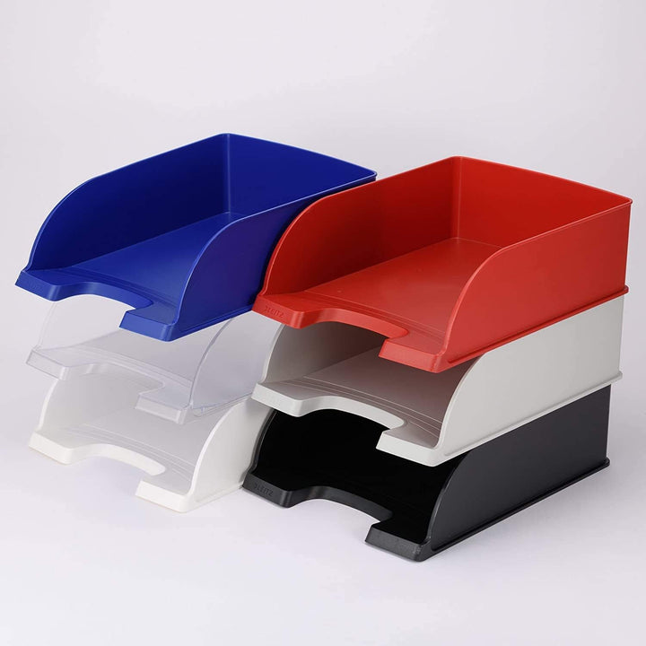 Leitz Briefkorb A4 Jumbo, 4er Pack, Rot, Mit extragrossem Fassungsvermögen, Plus Serie, 52330025 4 S