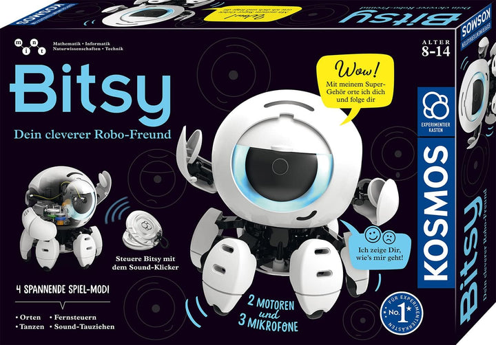 Kosmos 621094 Bitsy - Dein cleverer Robo-Freund, Roboter für Kinder, Steuere Bitsy mit Sound-Klicker