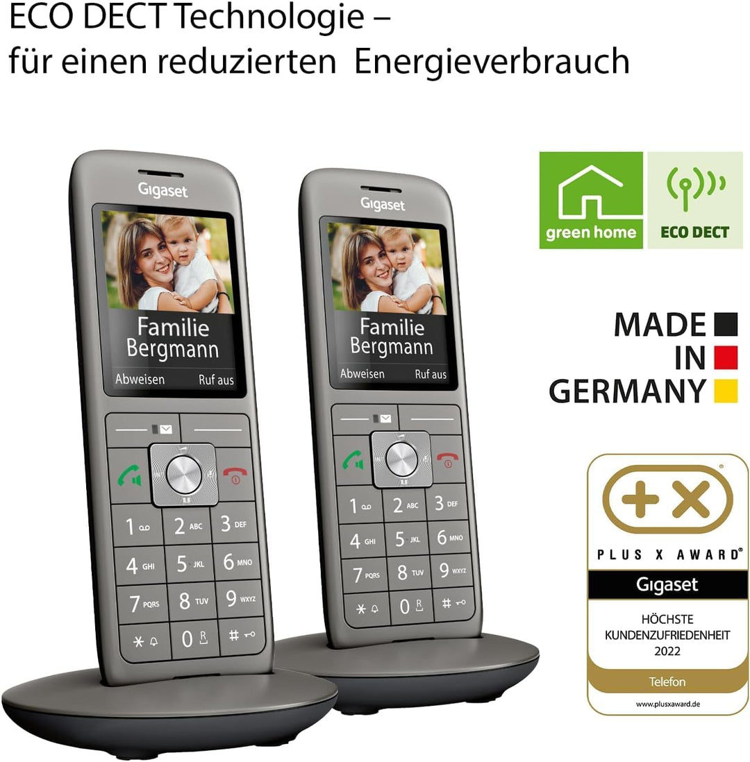 Gigaset CL660HX DUO - 2 design DECT-Mobilteil mit Ladeschale - Fritzbox-kompatibel - hochwertiges Sc
