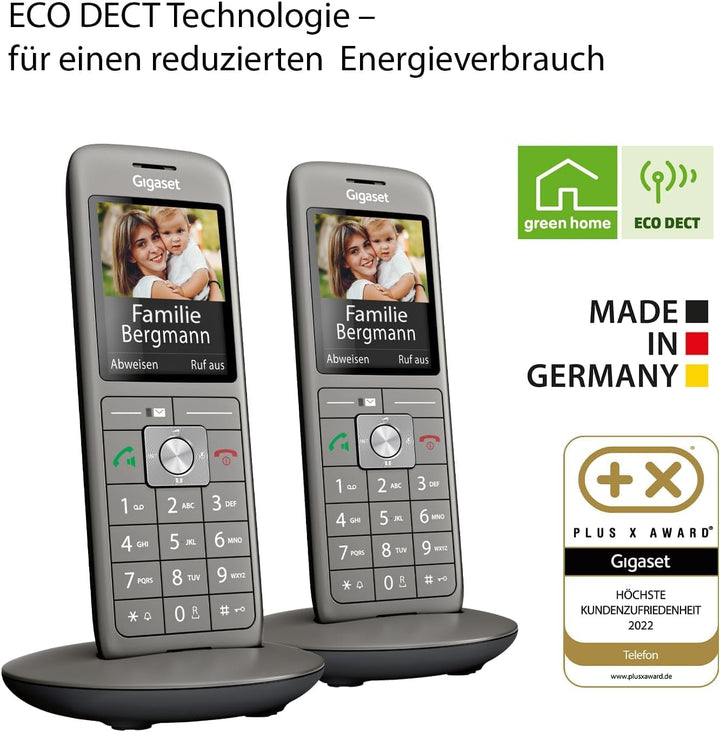 Gigaset CL660HX DUO - 2 design DECT-Mobilteil mit Ladeschale - Fritzbox-kompatibel - hochwertiges Sc