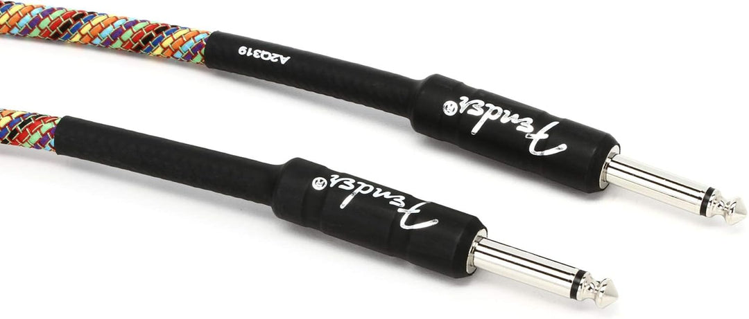 Fender Festival Instrumentenkabel, gerad/gerade, 18,6', reiner Hanf, Regenbogen