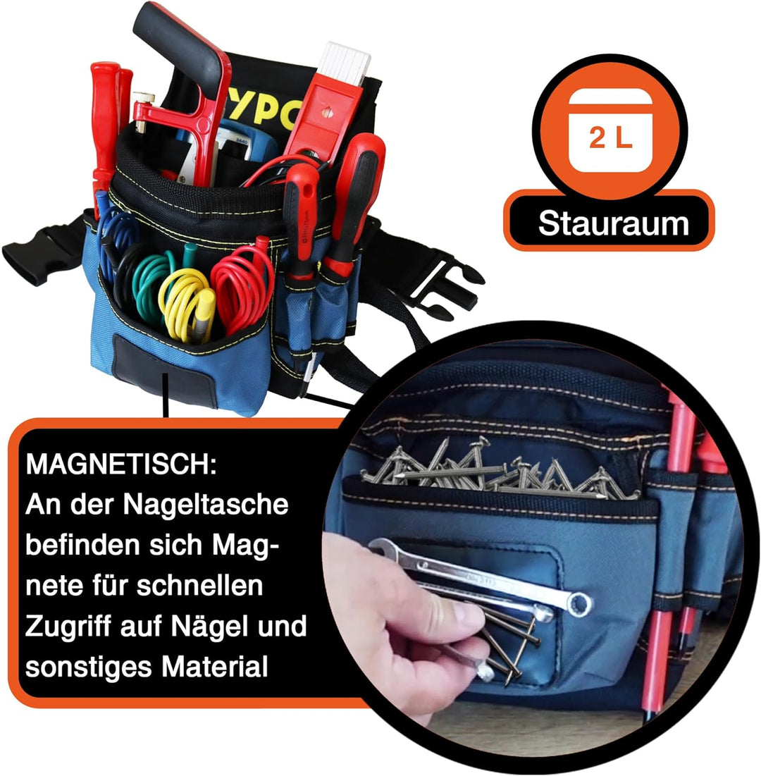 YPC Presto Werkzeug Gürteltasche XL – Werkzeuggürtel, Arbeitsgürtel, wasserfeste Werkzeugtasche mit