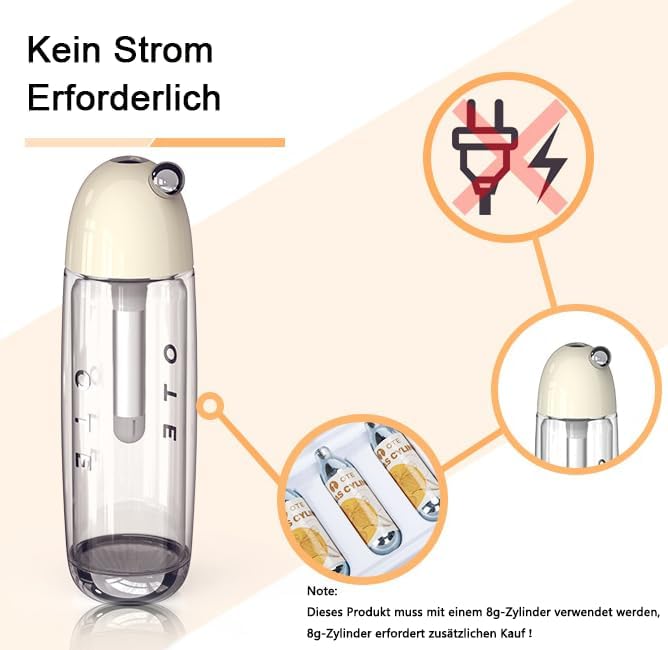 OTE Tragbar Soda Maker, Sprudelwasser Maschine 450ml Compact Size Wassersprudler, Verwenden Sie Mini