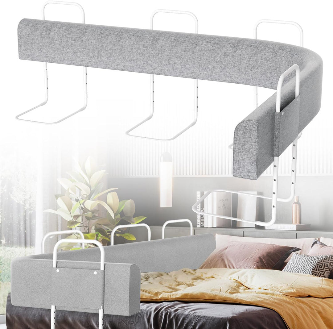 Ansobea 200cm Bettgitter Rausfallschutz Babybettgitter, Kinderbettgitter 5-Loch Höhenverstellbar, Be