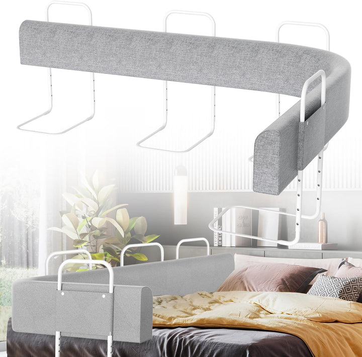 Ansobea 200cm Bettgitter Rausfallschutz Babybettgitter, Kinderbettgitter 5-Loch Höhenverstellbar, Be