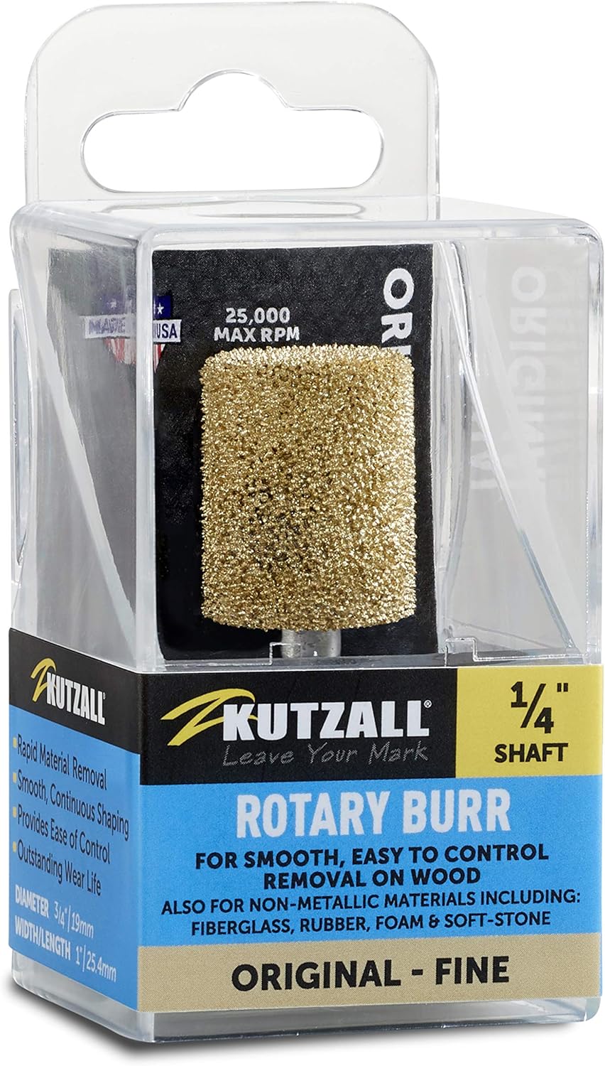 Kutzall Original Zylinderfräser, 1⁄4" Schaft, fein - Holzbearbeitungswerkzeug für Bosch, DeWalt, Mil