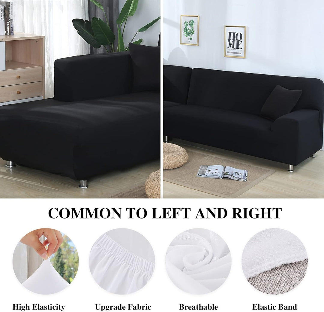 Jaotto Sofa Überwürfe Sofabezug Elastische Spandex Stretch Sofabezüge Couchbezug für L-Form Sofa Uni