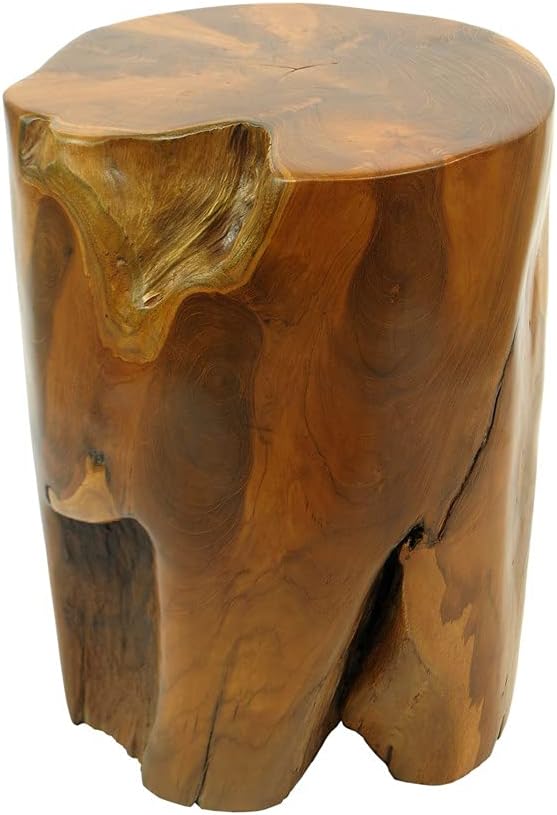 wohnfreuden Teak-Holz Hocker 40 cm lasiert rund Natur Bad Garten Wohnen Holz-Dekoration Sitzgelegenh