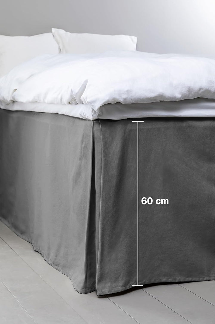 Jotex Colour Betthusse - 100% hochwertige Bio-Baumwolle Bettrock, Höhe 60 cm - Dunkelgrau, 160 x 200