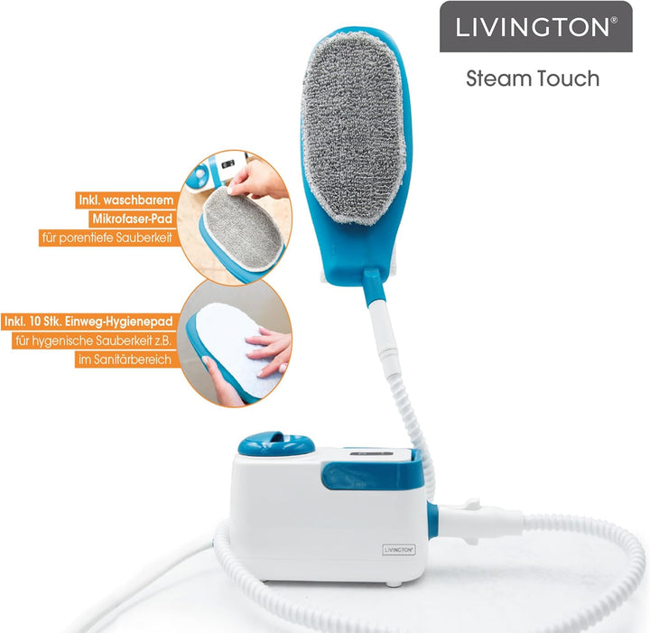 LIVINGTON SteamTouch - Ergonomischer Handdampfreiniger - Dampfreiniger - Entfernt Schmutz mit der Kr