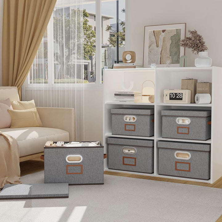 OUTBROS Aufbewahrungsbox mit Deckel und Griff, 45 x 30 x 30 cm Faltbarer Aufbewahrungsbox aus Stoff