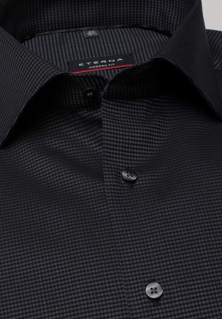 eterna Langarm Hemd Modern Fit Kettlancé strukturiert,W41 Langarm,Schwarz