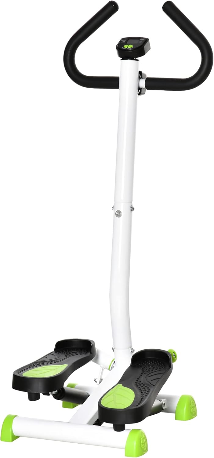 HOMCOM Stepper Fitness Swing Stepper mit LCD-Schirm und Handgriff Hometrainer für Zuhause bis 100 kg