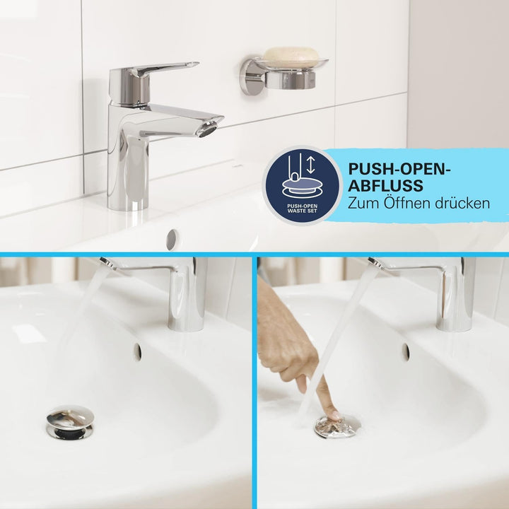 GROHE StartEdge - Einhand-Waschtischarmatur (wassersparend, langlebige Oberfläche, S Size), chrom, 2