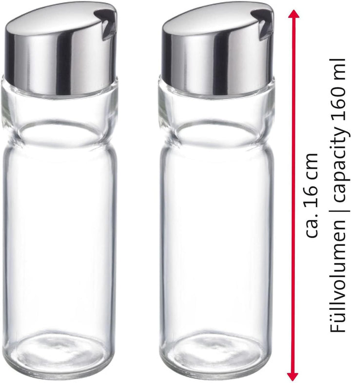 Westmark Menage Essig- und Öl, 3-tlg., Fassungsvermögen: je 160 ml, Rostfreier Edelstahl/Glas, Wien,