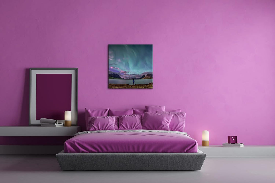 deyoli mystische Nordlichter am Abendhimmel Format: 60x60 als Leinwandbild, Motiv fertig gerahmt auf