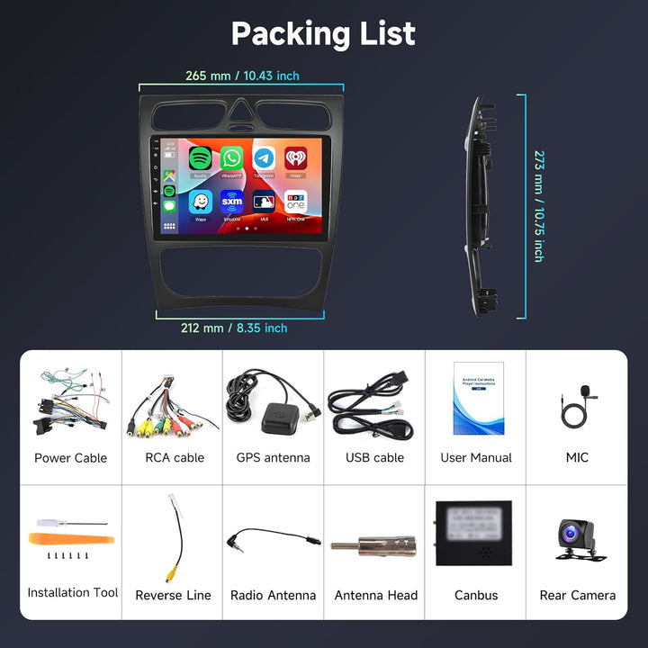 Hodozzy 6G+128G 8-Core Android Autoradio für Mercedes Benz C/CLK Klasse W203 W209 C200 C320 C350 200