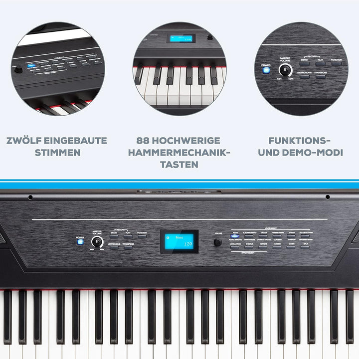 Alesis Recital PRO - Digital Piano/Keyboard mit 88 Hammer Action Keys, 12 Premium Klängen, Kopfhörer
