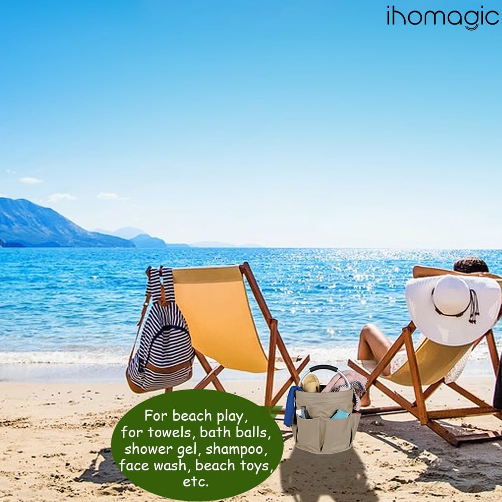 IHOMAGIC Freistehend Werkzeugkorb, Faltbare Aufbewahrungsbox, Gartenwerkzeuge Tasche, 1 Hauptfach mi