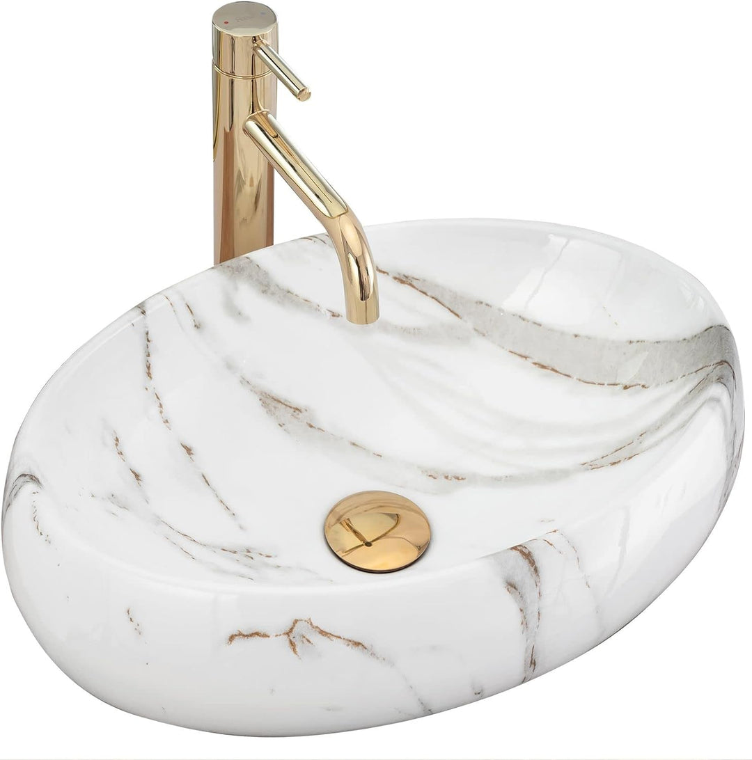 REA Waschbecken Waschtisch Aufsatzwaschbecken Keramik Handwaschbecken Aufsatz Waschschale Oval Elfen