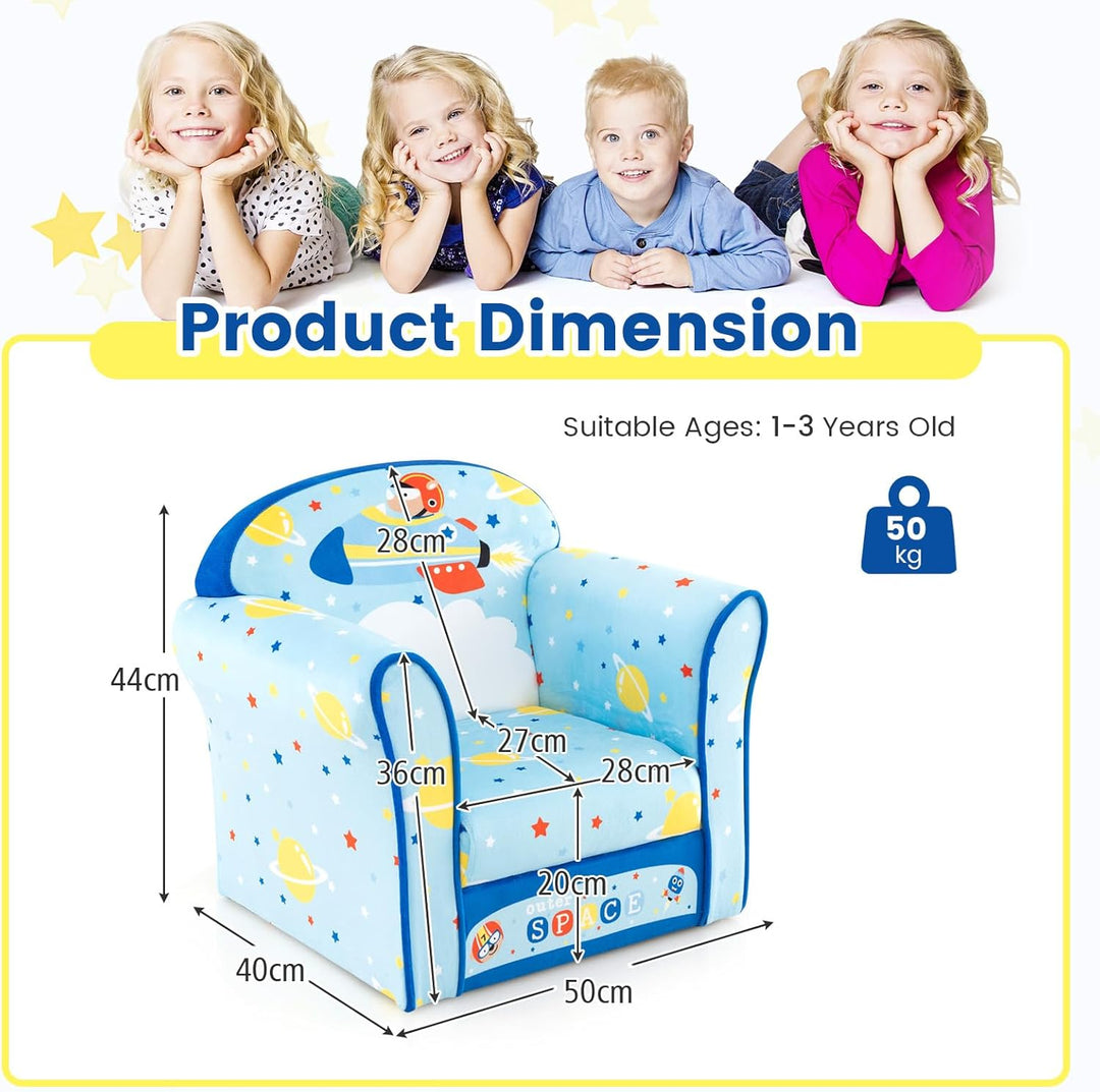 DREAMADE Kindersessel mit Rückenlehne & Armlehnen, Kindersofa mit süssen Mustern & Schaumstoff, Kind