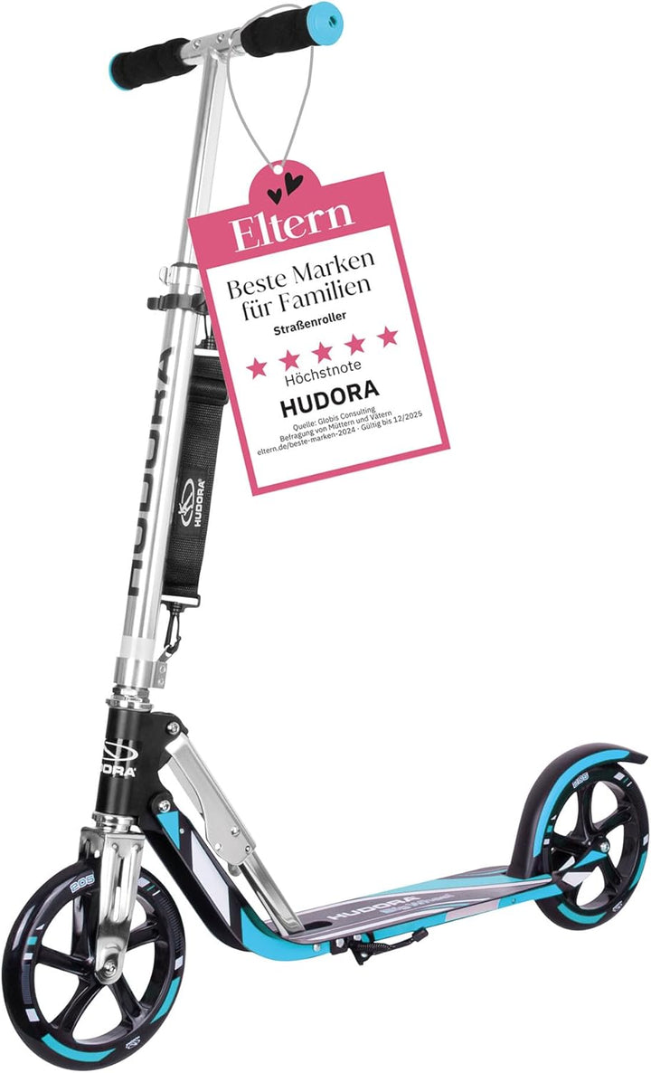 HUDORA BigWheel 205 Scooter - Stabiler Aluminium-Roller - Höhenjustierbarer & zusammenklappbarer Cit