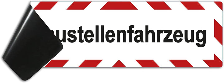 2 Stück XXL Baustellenfahrzeug Magnetfolie 45 x 15 cm Magnetschild Warntafel für Baustellenfahrzeuge