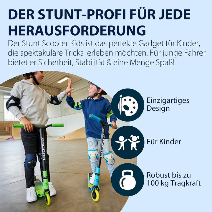 HUDORA Stuntscooter Kids - 360° Lenkung - Tretroller - ABEC 9 Kugellager - Robuster Funscooter, Kick